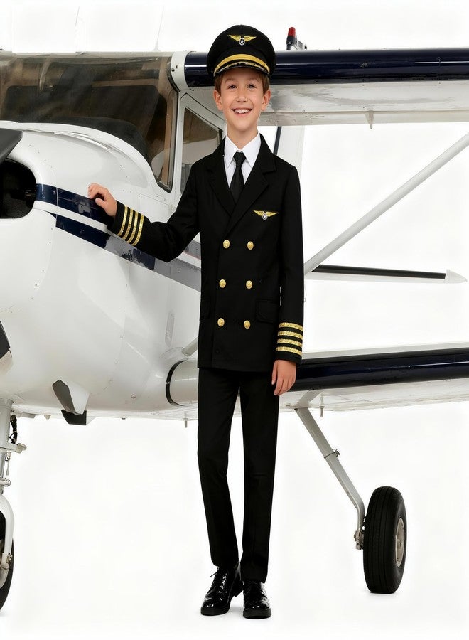 Davsolly Kids Pilot Uniform Boys Airline Captain Costume for Halloween Cosplay Birthday Party Gifts - Image 3